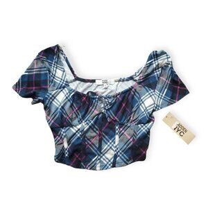 Madden NYC Plaid Cropped Shirt